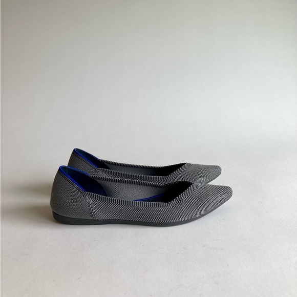 New Rothy’s Grey Blue Fabric Rubber Outsole Point Toe Loafers size 6 - Picture 3 of 15